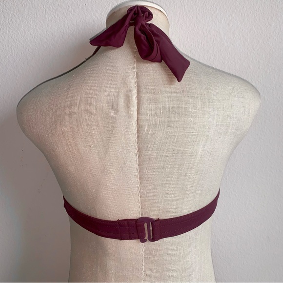 Purple burgundy bikini 2‎ piece faux belt on bottoms imported size small - Picture 4 of 13